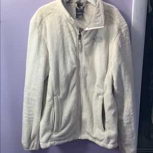 Fuzzy white North Face Jacket